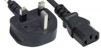 Manhattan Mains Power Cord/Cable, UK 3-pin plug to C13 Female (kettle lead), 1.8m, 10A, Black, Lifetime Warranty view 1