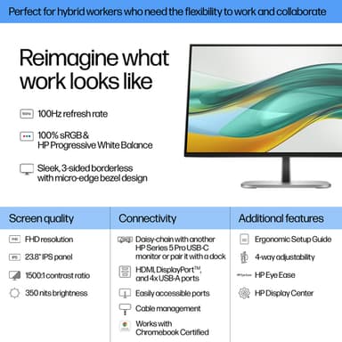 HP Series 5 Pro 23.8 inch FHD Monitor - 524pf view 3